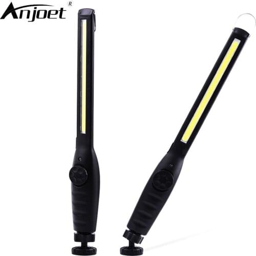 ANJOET Portable LED Work Light Magnetic COB Flashlight USB Rechargeable Long strip Torch Hook Hanging Lamp for Car Repair light