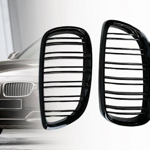 1 Pair Car Grille Gloss Black Replacement ABS Dual Slat Vehicle Grille 51137157277 51137157278 for BMW 3 Series E92 E93 06-09
