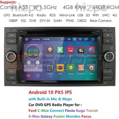 Car Multimedia Player Android 10 GPS Autoradio 2 Din 7 Inch For Ford/Mondeo/Focus/Transit/C-MAX/S-MAX/Fiesta 4GB RAM MAP