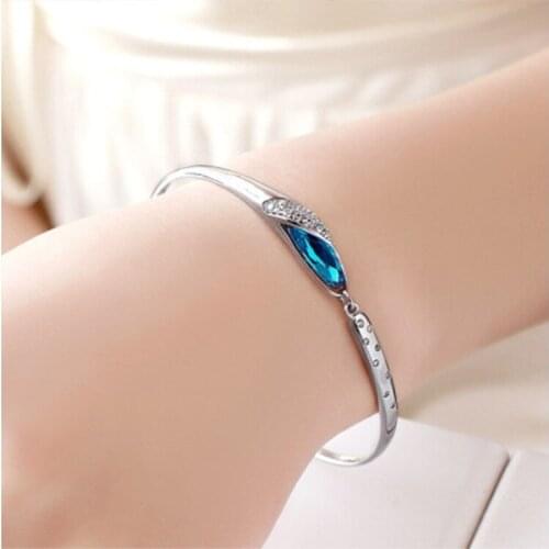 Austrian crystal bracelet fashion classic European han edition teardrop-shaped hand925silver bracelet