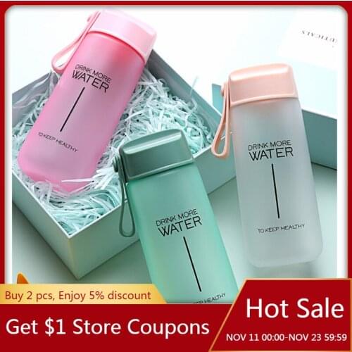 550ML Frosted Plastic Water Cup 2021 Fashion Creative Simple Handle Cup Primary School Children Portable Plastics Leakproof Cup