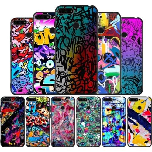 Colorful graffiti black Silicone Phone Case For Huawei honor 30 20 Pro 8 8X 9 10 20 Lite Mate 10 20 30 Lite Pro cover
