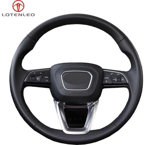 LQTENLEO Black Artificial Leather Steering Wheel Cover For Audi A4 Allroad 2017-2018 Q3 Q8 2019 Q5 SQ5 2018-2019 Q7 2016-2019