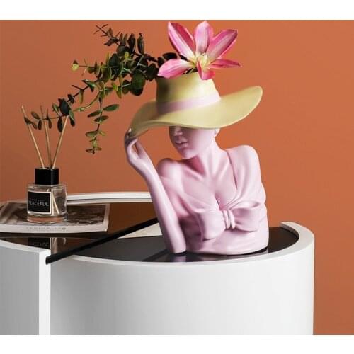 Modern Art Woman Head Flower Arrangement Home Desktop Decoration Creative Decoration Resin Crafts Goddess Flower Arrangement
