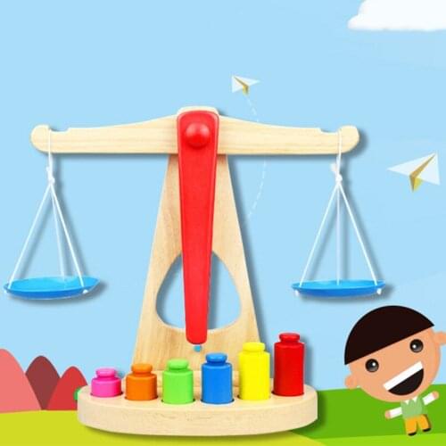 Wooden Math Match Game Board Toys Weight Balance Scale Toy Enlightenment Fun Balancing Kids Montessori Learning Board Wood Toys