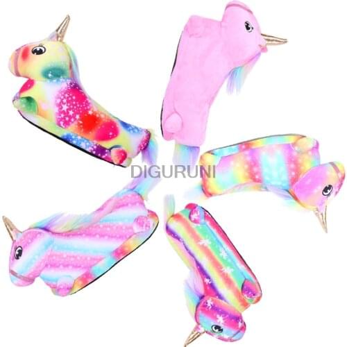 Unisex Indoor Sneaker Unicorn Anime Cosplay Costume Slippers Women Kids Cartoon Stitch Panda Paw Winter Animal Claw Home Shoes