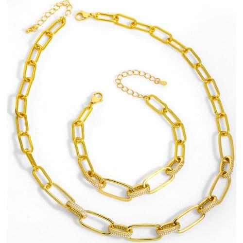 FLOLA Gold Curb Link Chain Necklace For Women CZ Pave Zirconia Chunky Cuban Link Choker Necklace Wholesale Jewelry Gift nkeu88