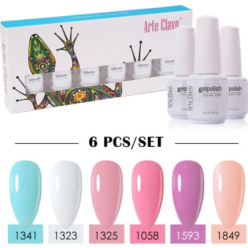Arte Clavo 6pcs/Set 8ml Gift Box Gel Nail Gel Polish Lacquer Gellak Color Nailart Lucky Vernis Nail Gel Varinsh Kit For Manicure