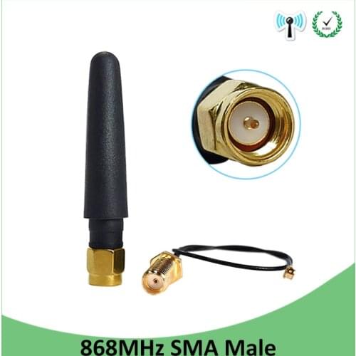 20pcs 868MHz 915MHz Antenna LORA LORAWAN 2dbi SMA Male Connector 915 MHz 868 IOT a ntena antenne +21cm RP-SMA/u.FL Pigtail Cable