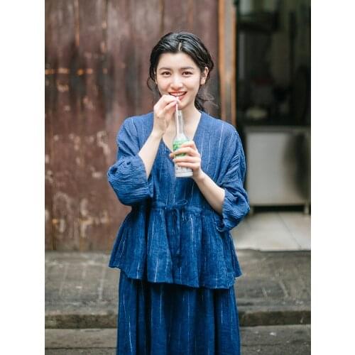 124 flowers in bloom / artistic linen long sleeve cardigan thin style womens 2021 spring and summer new air conditioning shirt