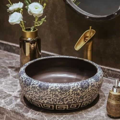 China Procelain wash basin sink Lavabo ceramic art sinks Countertop antique porcelain ceramic wash basin bathroom sink