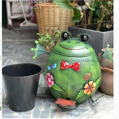 Wrought Iron Frog Trash Retro Make Old Garden Ornaments Creative Iron Storage Bucket Courtyard Decorations