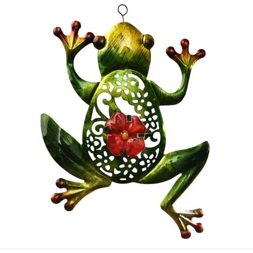 Metal Frog Wall Hanging Decor with Hook Stained Frog Outdoor Indoor Art Sculpture Hanging Decoration Home Office Decor