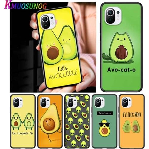 Cute Avocado for Xiaomi Mi 11 10T Note 10 Ultra 5G 9 9T SE 8 A3 A2 A1 6X Pro Play F1 Lite 5G Black Phone Case