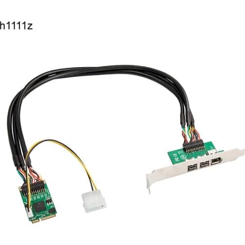 Mini PCI-E to IEEE 1394 Controller Card 1 Port Firewire 1394A and 2 Ports 1394B for Digital Camera DV Hard Disk Removable Drives