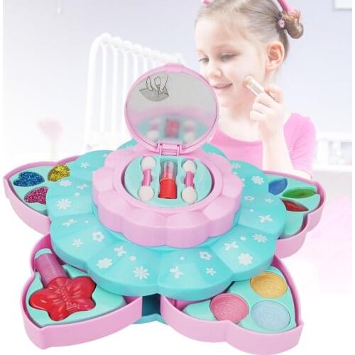 Fashion Kids Cosmetics Make Up Baby Toys Set Safe Washable Kids Makeup Set Box Princess Beauty Pretend Play Toys For Girl