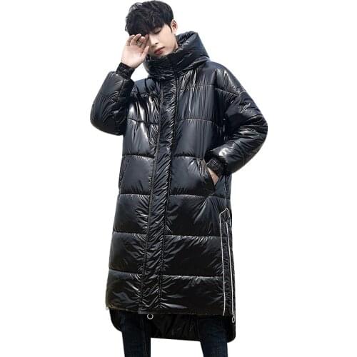 Fashion winter male jacket tide brand 2021 New sequin mid-length hooded men loose warm and windproof winter jacket men
