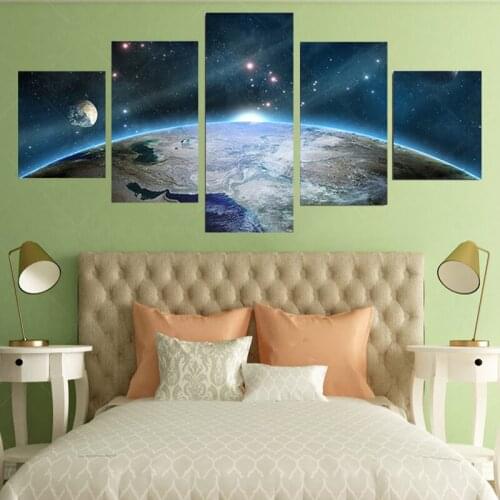 Modular Pictures 5 panels The Earth Planets Universe Space Canvas painting Wall Art Picture Home Decoration Print Paintings