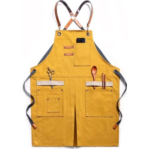 Men and Women Work Clothes Art Printin Coffee Shop Denim Apron Waterproof and Antifouling Milk Tea Shop Hair Stylist