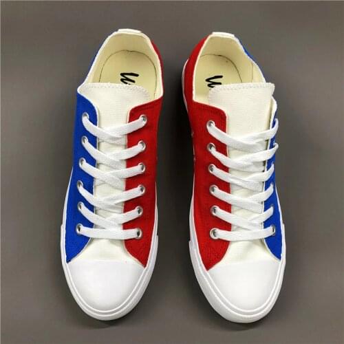 Wen Shoes Low Top Canvas Shoes Man Woman Sneakers Flat Original Design France Flag Hand Painted Shoes