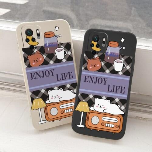 Enjoy Life Soft Case For For Xiaomi Redmi Note 10 10S 9T 9 8 7 Pro MAX Redmi 9 9A 9T K40 K30 K20 Pro Liquid Silicone Phone Cover