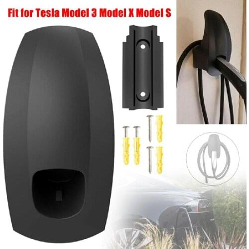 Black Charger Cable Wall Mount Charger Connector Organizer Connector Bracket Holder For US Version Tesla Model 3/X/S