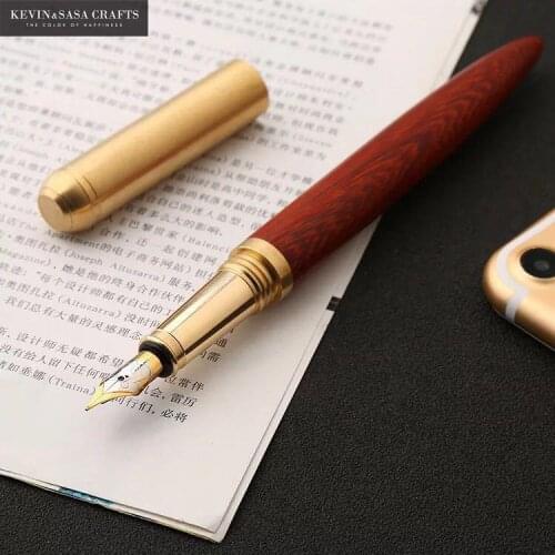 2018 New Wooden Fountain Pen Gift Full metal Golden Clip School Supplies Office Supplies Accessories high Quality