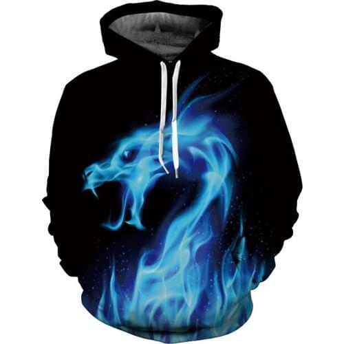 2021 New Funy Blue Flaming Dragon Hoodie Men And Women Hoodie 3d Hoodie Casual Top Anime Street Clothing Long-sleeved Sweatshirt