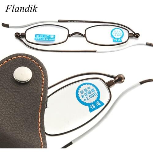 360 Degree Rotating Reading Glasses With Case Anti Blue Ray Ultralight Portable Presbyopia Glasses +1.00+1.50+2.00+2.50+3.00