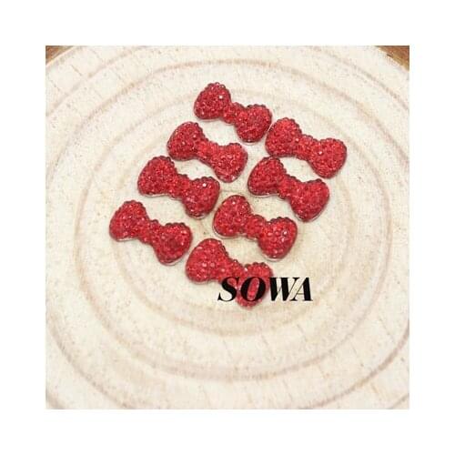 Wholesale Size 12.5*7mm 100pcs/lot Red Color Bow Shape Flatback Scrapbooking For Phone/Wedding ABS Resin Beads