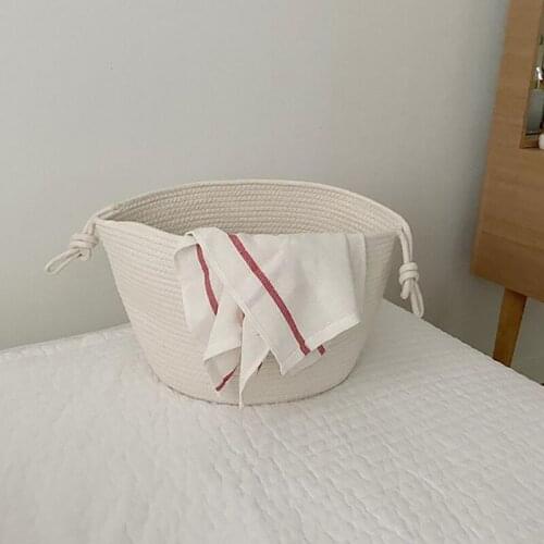 Nordic Braided Laundry Basket Cotton Kids Toy Dirty Clothes Barrel Storage Organizer Home Kindergarten Baby Room Nursery Decor
