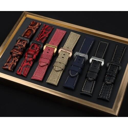Top Quality 24mm Genuine Leather Watch Band For Panerai Strap For PAM111/386/441 Watchband Accessories Needle Buckle Tools