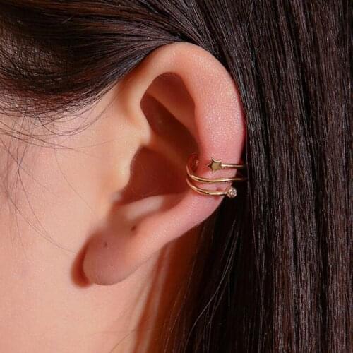 Rhinestone Ear Cuff Geometric Star Clip On Earrings Earcuff Fake Earrings Fashion Jewelry Tragus Earings Earing Kolczyki Krzyze