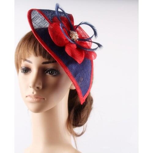 Sinamay Fascinators with Brooches for Wedding Hair Accessories Bridal Church Hats Double Colors Millinery Headpiece High Quality