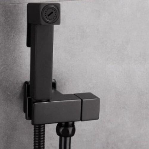 Bidet Faucet Toilet Bidet Square Copper Single Cold Bathroom Toilet Shower Blow-fed Spray Gun Nozzle Black Bathroom Hardware