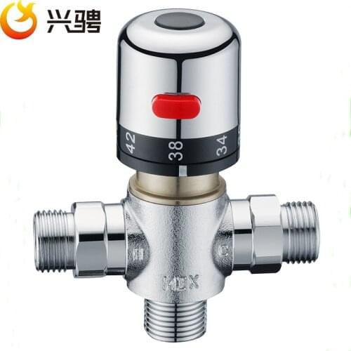 Free Shipping G1/2"/DN15 Thermostatic valve thermostatic mixing valve deck mounted Solar brass thermostatic valve pipeline valve
