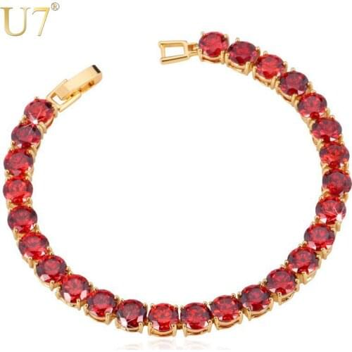 U7 Luxury AAA Zircon Bracelet For Women New Trendy 4 Colors Zirconia Jewelry 18 CM Chain Bracelets H505