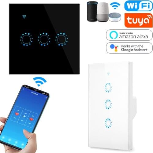 Wifi Smart Light Switch Timer Glass Screen Touch Panel EU US Wireless Wall Switch Remote with Alexa Google Home 1/2/3 Gang 220V