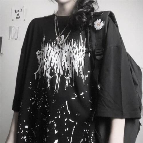 Korean summer graffiti short-sleeve t shirt mens clothing streetwear tshirt clothes t-shirt couple oversized o-neck tees