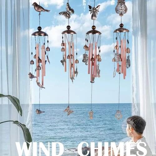 Bird Wind Chimes Outdoor Garden Wind Chimes Bells with 4 Aluminum Tubes 6 Bells Romantic Wind Chime for Indoor Garden Home Decor