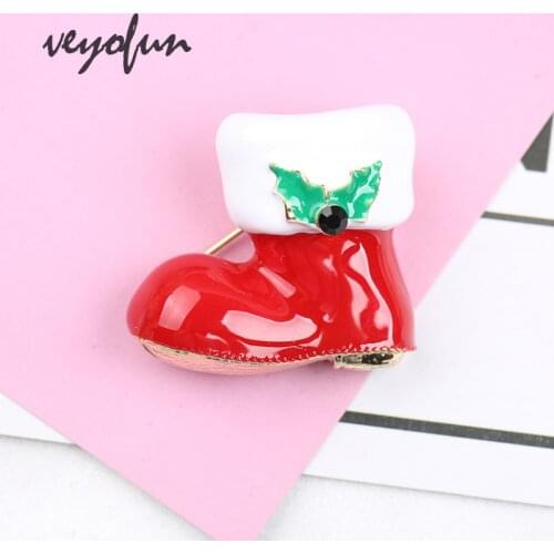 Veyofun Cute Christmas Boots Enamel Brooches Pins Christmas Bags Badge Gift