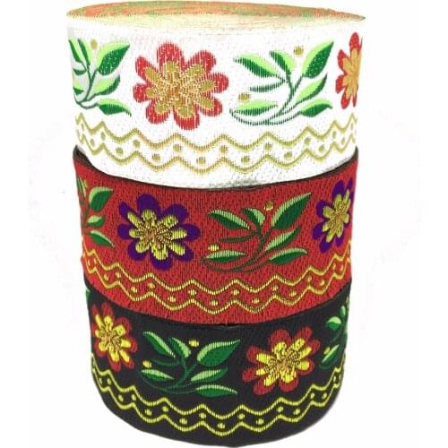 ZERZEEMOOY 41MM 9YARD/LOTS DIY handmade Woven Jacquard Ribbon classical flowers design black for curtain and clothing accessory