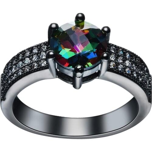 Hainon Black Gold Color Mutilcolor CZ zircon Rings Jewelry for Women Trendy Engagement Luxury Lady Men Jewelry Gifts