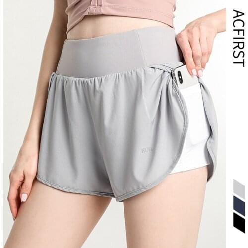 AcFirst Women Blue Gray Pocket Running Shorts Breathable Quick Dry Short Workout High Waist Fitness Sportwear Plus Size Sport