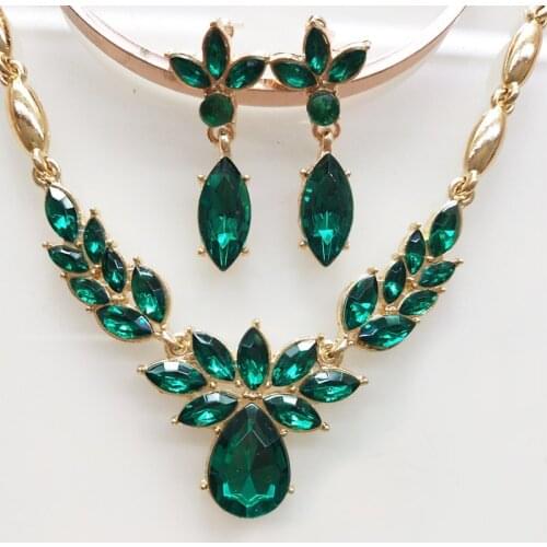 Women Jewelry Sets Fashion Acrylic Jewelry Crystal Necklace&Earrings Two Pieces Set Elegant Party Jewellery Female