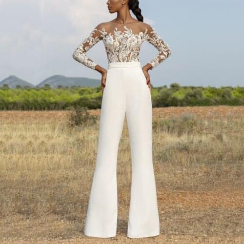 Quality 2 Piece Set Women Tops And Pants Fashion Elegant Embroidered Mesh Tulle T-shirts + Flare Pants Long Trousers White