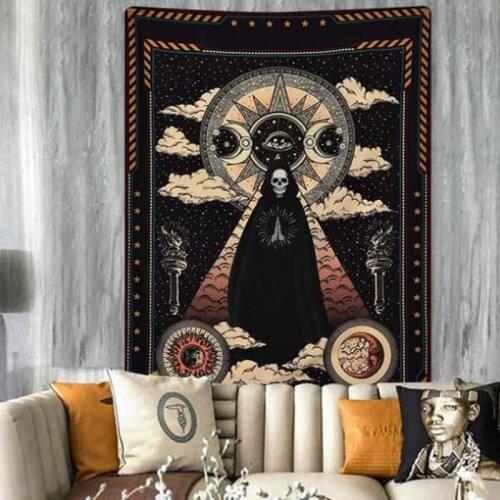 Aesthetic Anime Tapestry Wall Hanging Sun Moon Printed Wall Tapestry Home Bedroom Party Decoration 0.75*1/1.3*1.5/1.5*2m 1pc