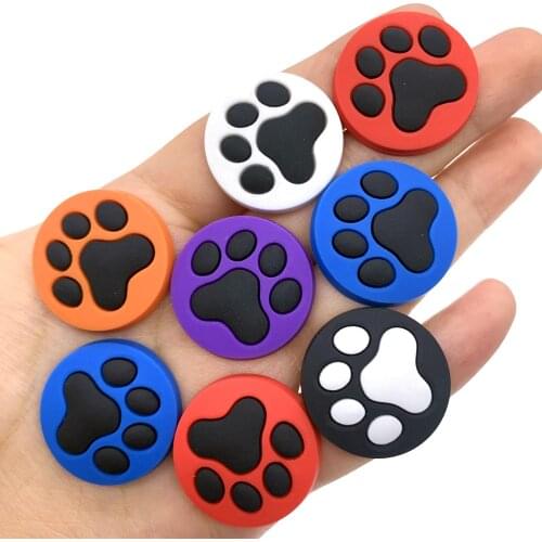 1PCS Lovely Cartoon Dog Paw Print Icon Shoes Charms Silicone Animal Round Shape Croc Buckle For Kids Party Gifts Slipper Decor