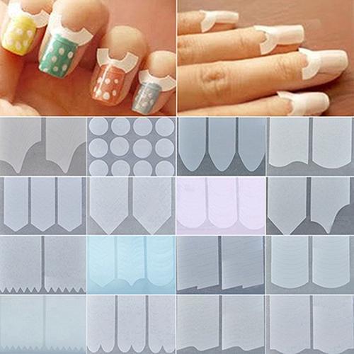 18 Packs Nails Sticker Stencil Tips Guide French Swirls Manicure Nail Art Decals Form Fringe DIY Sencil 3D Styling Beauty Tools