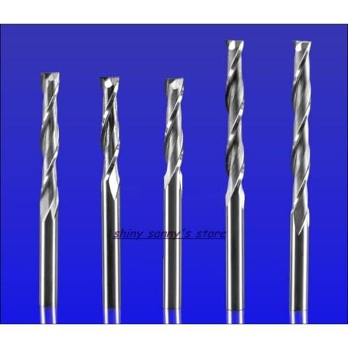 3.175x8/10/12/15/17/20/22/25/28/30/32/42mm Double Flute Spiral End Mill Acrylic PVC MDF Milling Cutter Tungsten Cutting Tool CNC